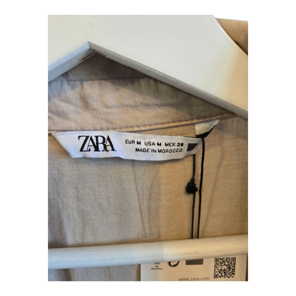 NWT ZARA Button Front Cropped Linen Blouse - Picture 6 of 7